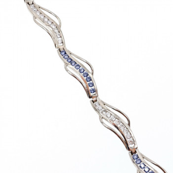 Sky Jewelry Серебряный Браслет с камнями Танзанит и белый Топаз