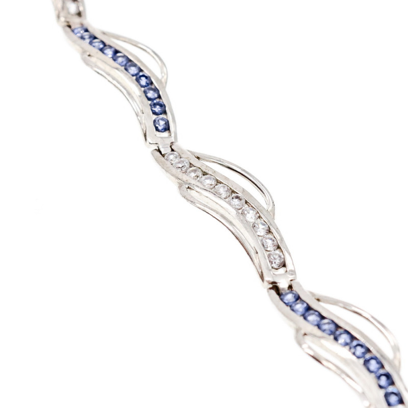 Sky Jewelry Серебряный Браслет с камнями Танзанит и белый Топаз