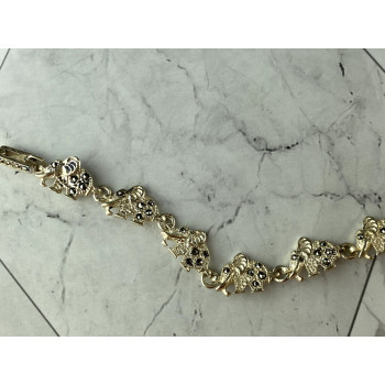 Sky Jewelry Винтажный Серебряный Браслет с камнями Морион   *Слоники