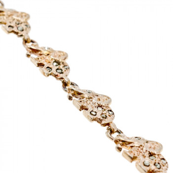 Sky Jewelry Винтажный Серебряный Браслет с камнями Морион   *Слоники