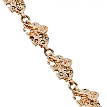 Sky Jewelry Винтажный Серебряный Браслет с камнями Морион   *Слоники