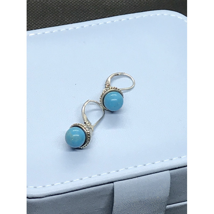 Sky Jewelry Серебряные серьги с бирюзой