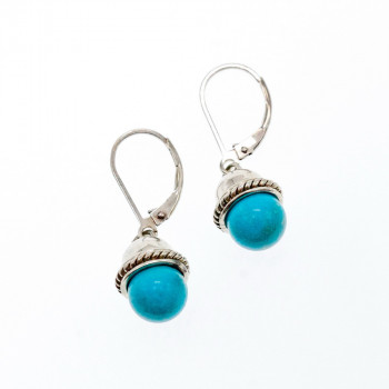 Sky Jewelry Серебряные серьги с бирюзой