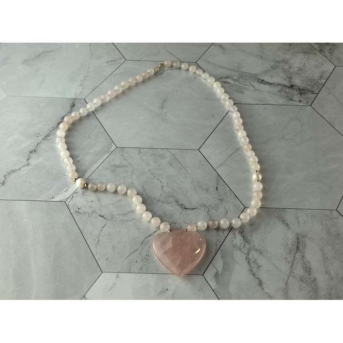 Sky Jewelry Золотое Ожерелье с Розовым Кварцем  *Сердце Ангела*