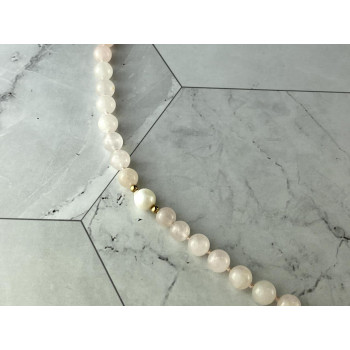 Sky Jewelry Золотое Ожерелье с Розовым Кварцем  *Сердце Ангела*