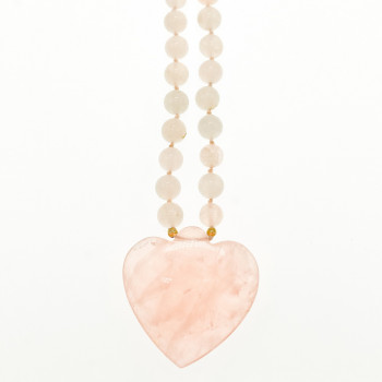 Sky Jewelry Золотое Ожерелье с Розовым Кварцем  *Сердце Ангела*