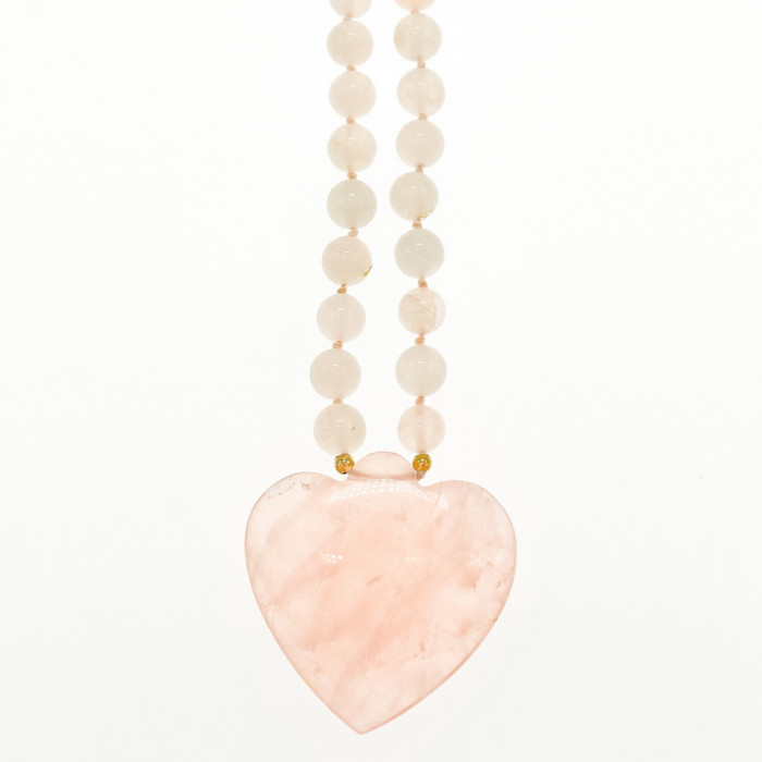 Sky Jewelry Золотое Ожерелье с Розовым Кварцем  *Сердце Ангела*