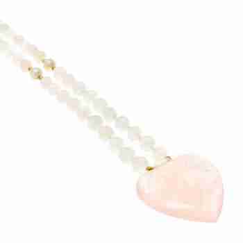 Sky Jewelry Золотое Ожерелье с Розовым Кварцем  *Сердце Ангела*