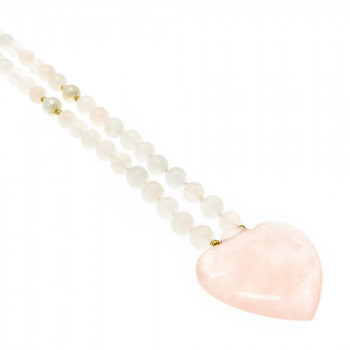 Sky Jewelry Золотое Ожерелье с Розовым Кварцем  *Сердце Ангела*