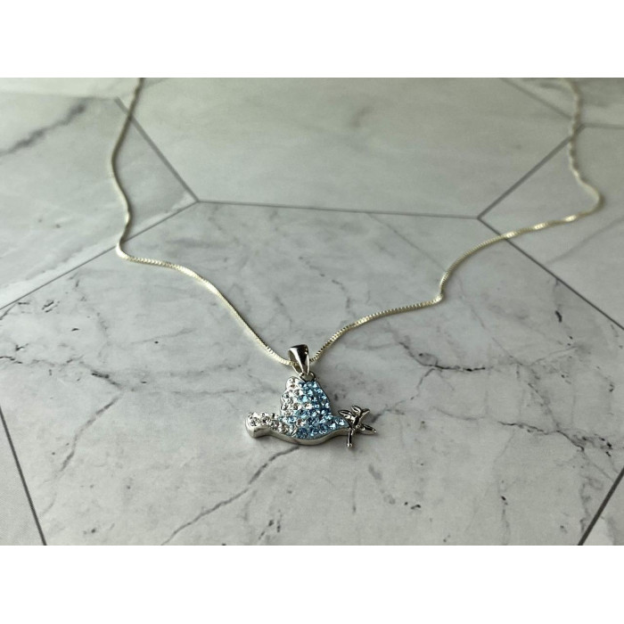 Sky Jewelry Серебряная Цепочка с Кулоном Фианиты  925 проба Italy   *Птица*