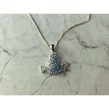 Sky Jewelry Серебряная Цепочка с Кулоном Фианиты  925 проба Italy   *Птица*