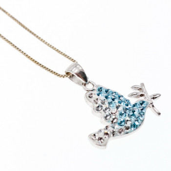 Sky Jewelry Серебряная Цепочка с Кулоном Фианиты  925 проба Italy   *Птица*