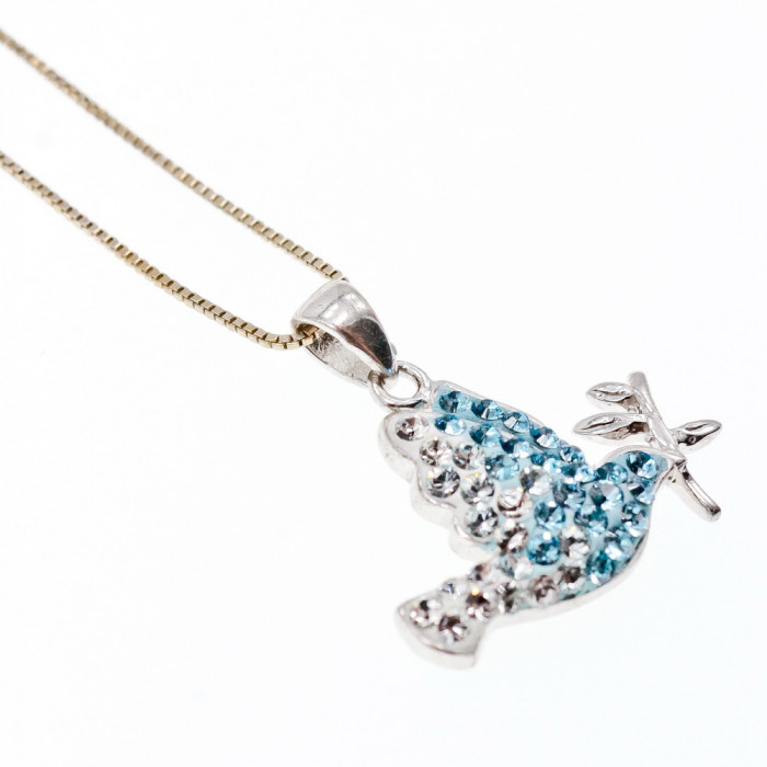 Sky Jewelry Серебряная Цепочка с Кулоном Фианиты  925 проба Italy   *Птица*