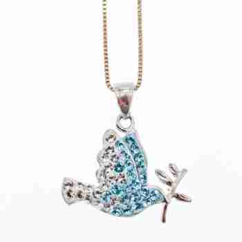 Sky Jewelry Серебряная Цепочка с Кулоном Фианиты  925 проба Italy   *Птица