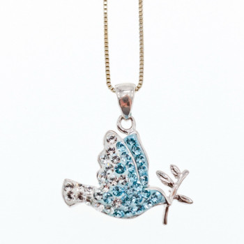 Sky Jewelry Серебряная Цепочка с Кулоном Фианиты  925 проба Italy   *Птица*