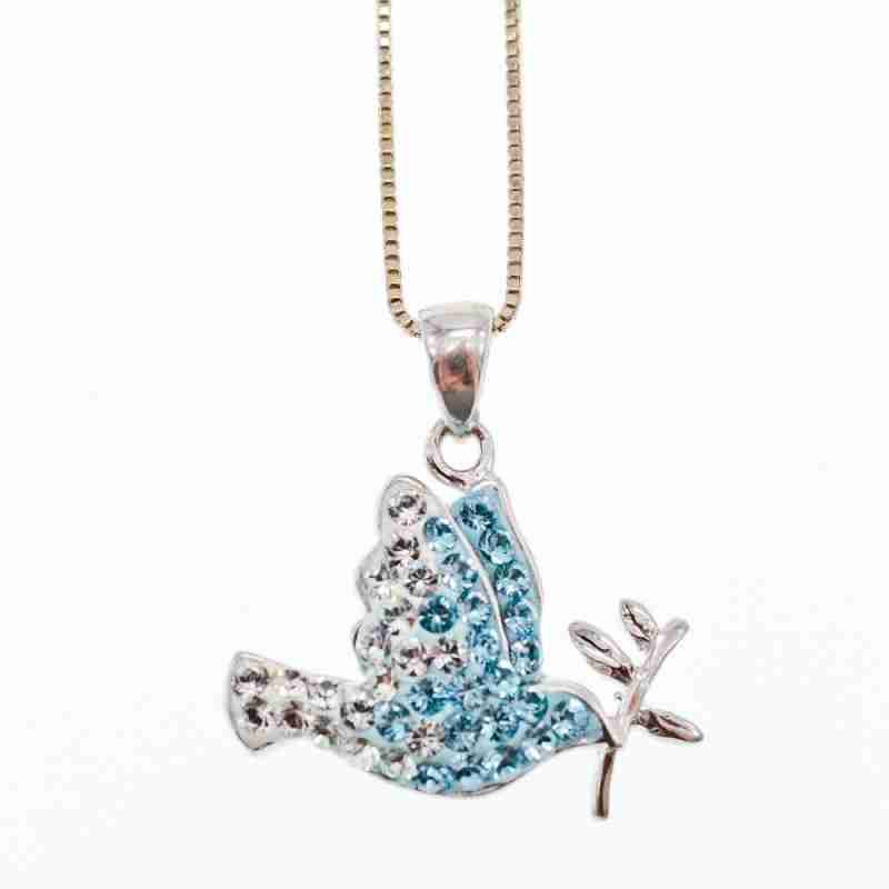 Sky Jewelry Серебряная Цепочка с Кулоном Фианиты  925 проба Italy   *Птица