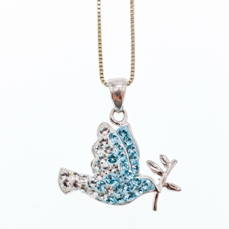 Sky Jewelry Серебряная Цепочка с Кулоном Фианиты  925 проба Italy   *Птица*