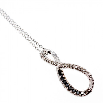 Sky Jewelry Серебряная Цепочка с Кулоном камень белая и черная  Шпинель