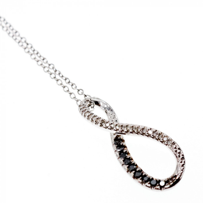 Sky Jewelry Серебряная Цепочка с Кулоном камень белая и черная  Шпинель