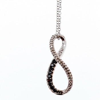 Sky Jewelry Серебряная Цепочка с Кулоном камень белая и черная  Шпинель