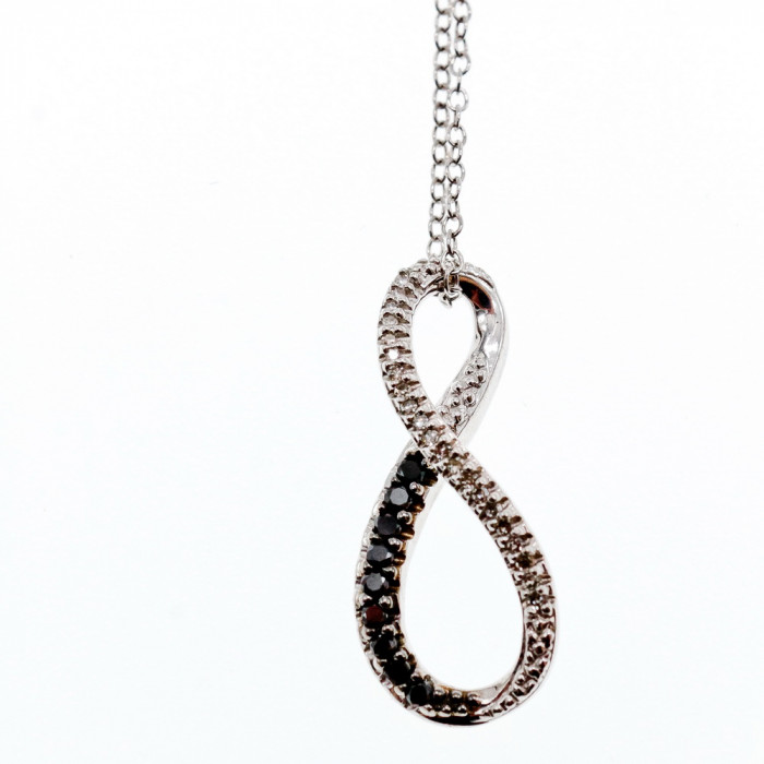 Sky Jewelry Серебряная Цепочка с Кулоном камень белая и черная  Шпинель