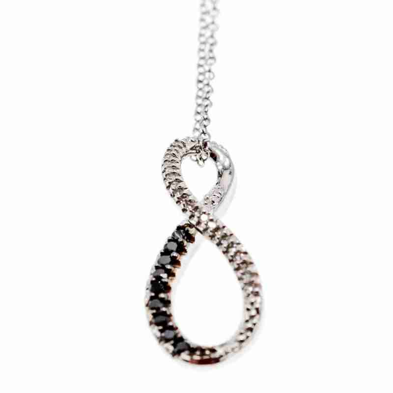Sky Jewelry Серебряная Цепочка с Кулоном камень белая и черная  Шпинель