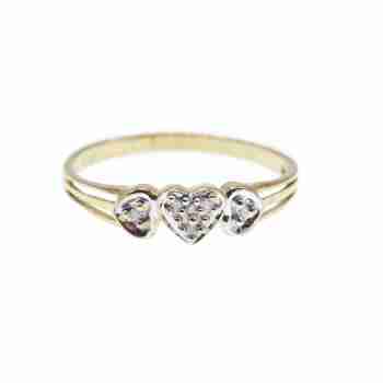 Sky Jewelry Золотое Кольцо 10К (417 проба) с Бриллиантами *Сердце*