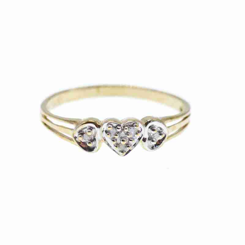 Sky Jewelry Золотое Кольцо 10К (417 проба) с Бриллиантами *Сердце*