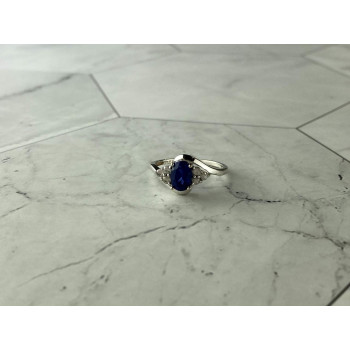 Sky Jewelry Серебряное Кольцо 925 проба с Синим и Белым Сапфиром