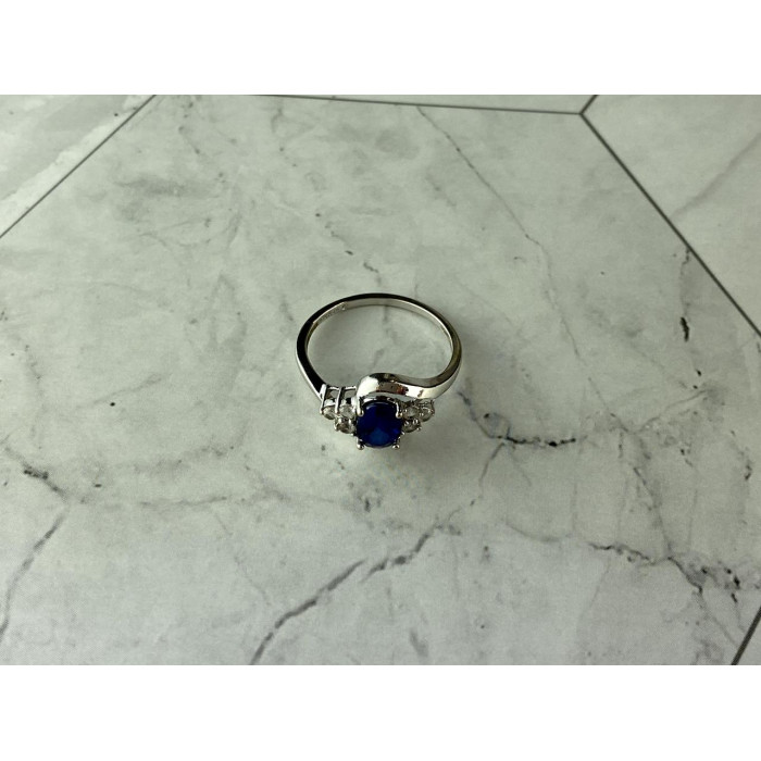 Sky Jewelry Серебряное Кольцо 925 проба с Синим и Белым Сапфиром