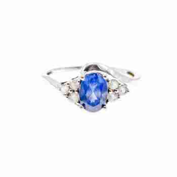 Sky Jewelry Серебряное Кольцо 925 проба с Синим и Белым Сапфиром