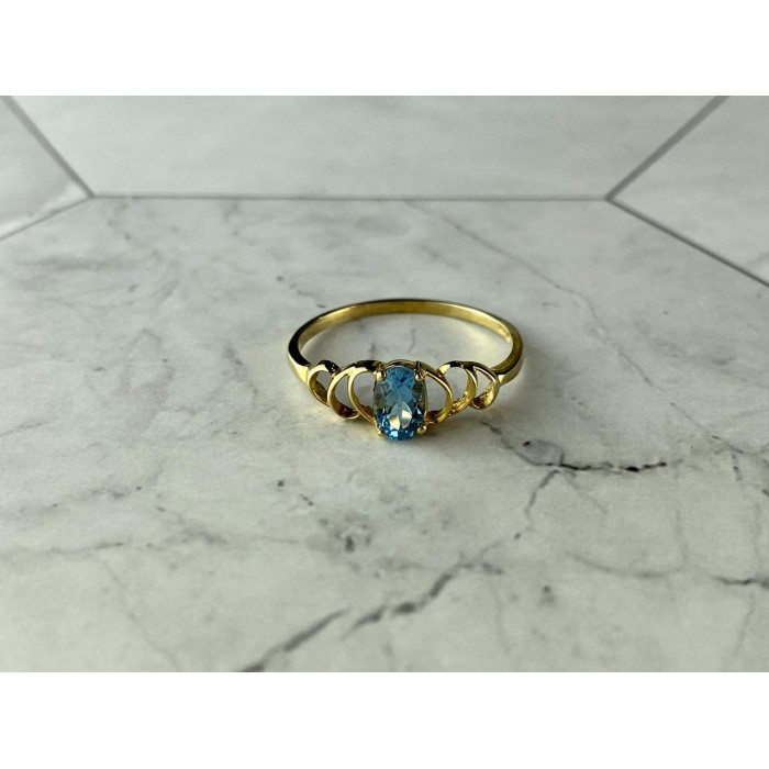 Sky Jewelry Золотое кольцо 10К (417 проба) с небесно-голубой Шпинелью