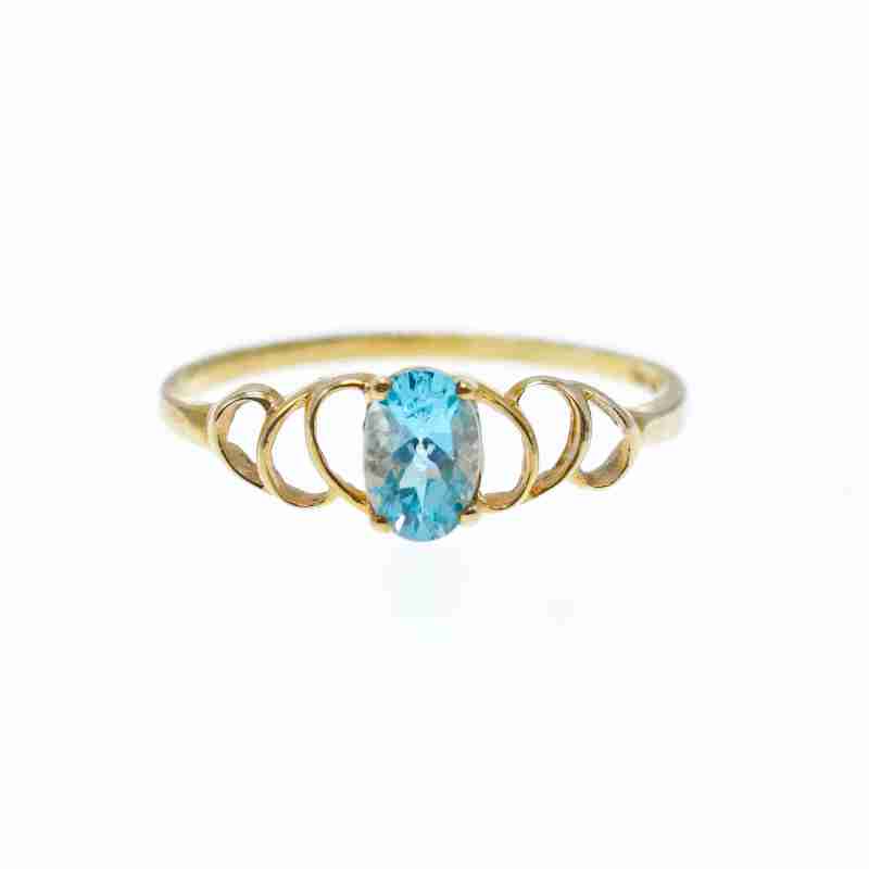 Sky Jewelry Золотое кольцо 10К (417 проба) с небесно-голубой Шпинелью