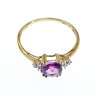 Sky Jewelry Золотое кольцо 10К (417 проба) с Аметистом и Бриллиантами  *Аметистовая Любовь