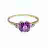 Sky Jewelry Золотое кольцо 10К (417 проба) с Аметистом и Бриллиантами  *Аметистовая Любовь