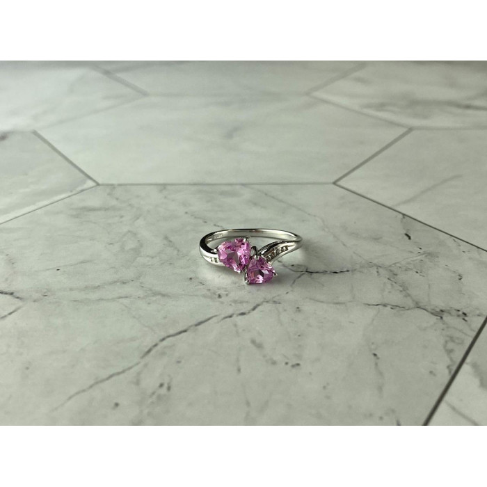 Sky Jewelry Серебряное кольцо 925 проба с розовым Топазом *Сердца*