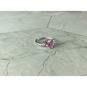 Sky Jewelry Серебряное кольцо 925 проба с розовым Топазом *Сердца*