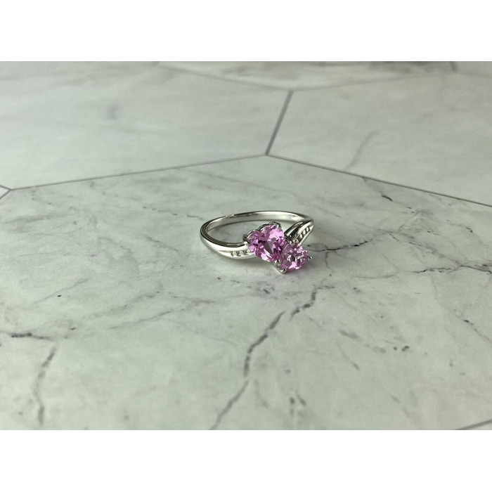 Sky Jewelry Серебряное кольцо 925 проба с розовым Топазом *Сердца*