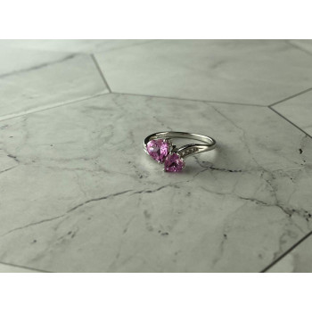 Sky Jewelry Серебряное кольцо 925 проба с розовым Топазом *Сердца*