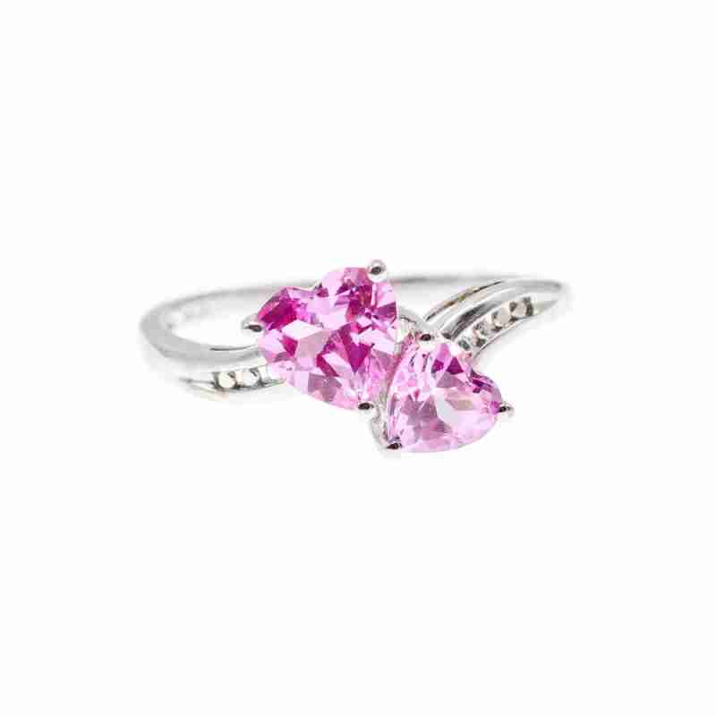 Sky Jewelry Серебряное кольцо 925 проба с розовым Топазом *Сердца*
