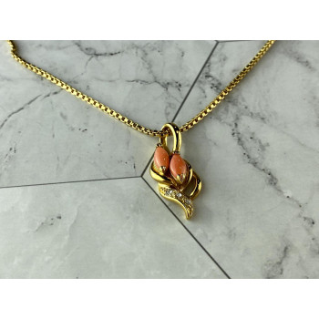 Sky Jewelry Цепочка с Кулоном  в позолоте Коралл и Фианиты