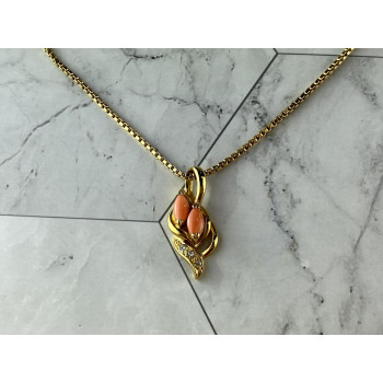 Sky Jewelry Цепочка с Кулоном  в позолоте Коралл и Фианиты