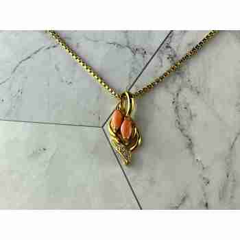 Sky Jewelry Цепочка с Кулоном  в позолоте Коралл и Фианиты