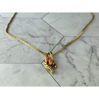 Sky Jewelry Цепочка с Кулоном  в позолоте Коралл и Фианиты