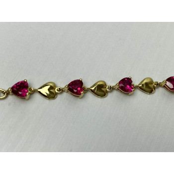 Sky Jewelry Золотой  Браслет 10К (417 проба) с Рубином    *Рубиновое Сердце