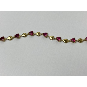 Sky Jewelry Золотой  Браслет 10К (417 проба) с Рубином    *Рубиновое Сердце