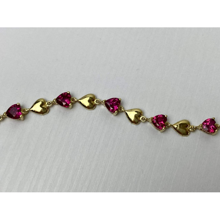 Sky Jewelry Золотой  Браслет 10К (417 проба) с Рубином    *Рубиновое Сердце