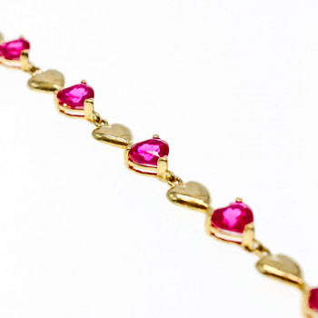 Sky Jewelry Золотой  Браслет 10К (417 проба) с Рубином    *Рубиновое Сердце