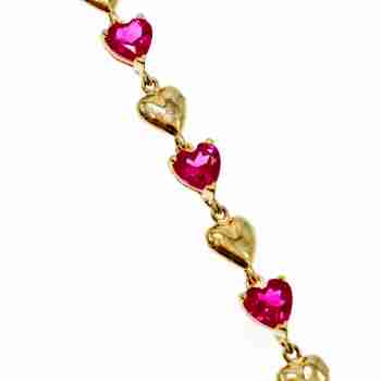 Sky Jewelry Золотой  Браслет 10К (417 проба) с Рубином    *Рубиновое Сердце