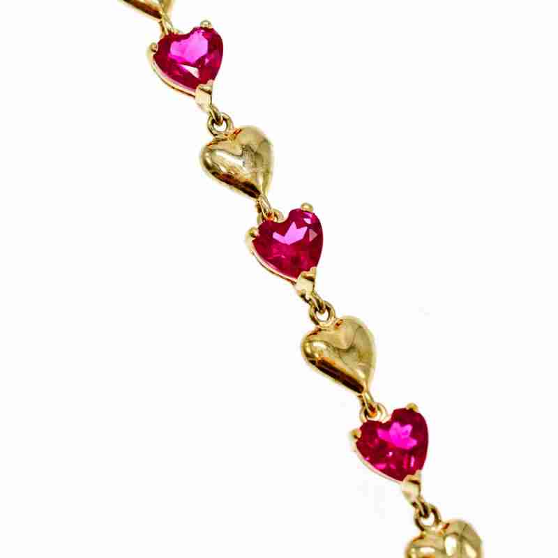 Sky Jewelry Золотой  Браслет 10К (417 проба) с Рубином    *Рубиновое Сердце